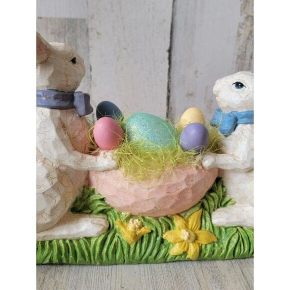 Folk art Easter bunny egg lay rustic home decor - Picture 8 of 12